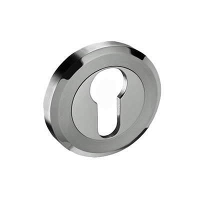 Access Hardware Bevelled Edge Euro Profile Escutcheon, Dual Finish Polished & Satin Stainless Steel - C85 DUAL FINISH POLISHED & SATIN - EURO PROFILE (CYLINDER HOLE)