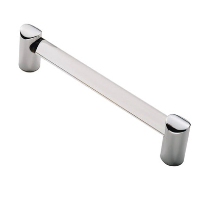 Carlisle Brass Fingertip Clear Acrylic Bar Cabinet Pull Handle (128mm Or 160mm C/C), Polished Chrome Ends - FTD685ACC POLISHED CHROME ENDS - 160mm c/c