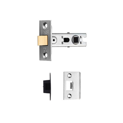 Eurospec Standard 2.5 Inch Or 3 Inch Tubular Latches (Bolt Through) Radius Or Square Plates - Silver Or Brass Finish - BTL 64mm (2.5 INCH) BRASS FINISH - RADIUS FOREND