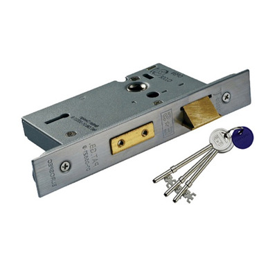 Eurospec Architectural 3 Lever Sash Locks, Silver Or Brass Finish Standard (With Optional Extra Finish Face Plates) - LSS53 76mm (3 INCH) SILVER FINISH