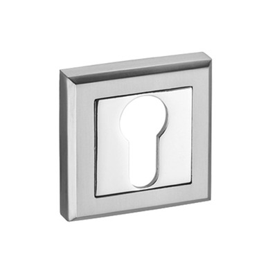 Access Hardware E Series Euro Profile Escutcheon (Euro Cylinder Hole Cover), Polished & Satin Chrome Dual Finish - E85 POLISHED & SATIN FINISH - EURO PROFILE (CYLINDER HOLE)
