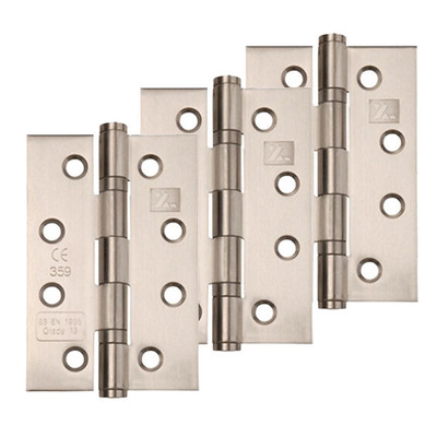 Excel Hardware 4 Inch Fire Rated, Stainless Steel, Ball Bearing Slimline Knuckle Hinges, Satin Finish - XL830 (sold in packs of 3) SLIMLINE KNUCKLE, 102mm x 67mm, PACK OF 3