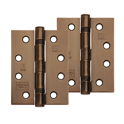Excel Hardware 4 Inch Fire Rated Solid Steel Ball Bearing Hinges, Antique Brass - XL869-ANB (sold in pairs) ANTIQUE BRASS