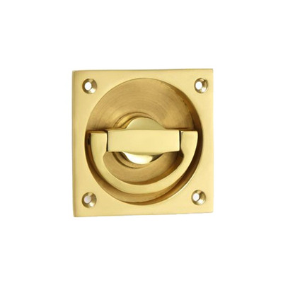 Croft Architectural Medium Flush Latch Ring Door Handles, 75mm x 75mm *Various Finishes Available - 1805-B (sold in singles) POLISHED BRASS