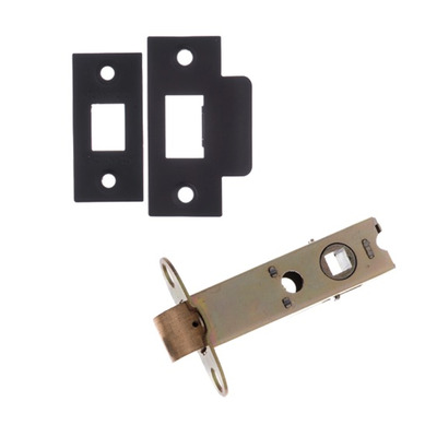 Atlantic 2.5, 3, 4 or 6 Inch Heavy Duty Tubular Latches (Bolt Through), Matt Black - AL3MB 101mm (4 INCH) MATT BLACK PLATES (Double Sprung)
