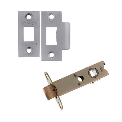 Atlantic 2.5, 3, 4 or 6 Inch Heavy Duty Tubular Latches (Bolt Through), Satin Chrome - AL3SC 152mm (6 INCH) ANTIQUE BRASS PLATES (Double Sprung)
