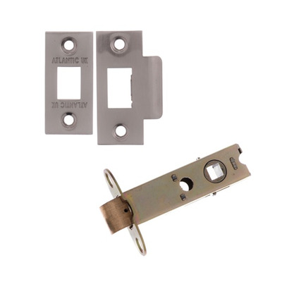 Atlantic 2.5, 3, 4 or 6 Inch Heavy Duty Tubular Latches (Bolt Through), Satin Nickel - AL3SN 64mm (2.5 INCH) - SATIN NICKEL PLATES (Not Double Sprung)