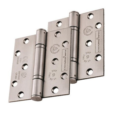 Eurospec Enduromax 4 Inch Grade 13 (89mm) Thrust Bearing Hinges, PVD Brass, Polished OR Satin Stainless Steel - H2N1102/13 (sold in pairs) 4 INCH - SATIN STAINLESS STEEL (89mm Width)