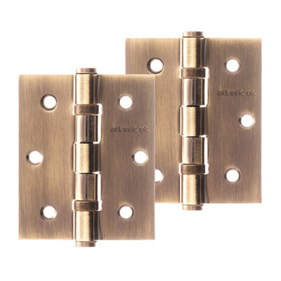 Atlantic 3 Inch Solid Steel Ball Bearing Hinges, Antique Brass - A2HB32525/AB (sold in pairs) ANTIQUE BRASS