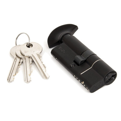 From The Anvil 35mm/35mm Euro Cylinder & Thumb Turn Lock, Black - 20971 35/35 - KEYED ALIKE
