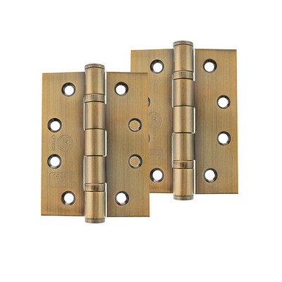 Atlantic 4 Inch Fire Rated Solid Steel Ball Bearing Hinges Grade 13, Antique Brass - AH1433AB (sold in pairs) ANTIQUE BRASS