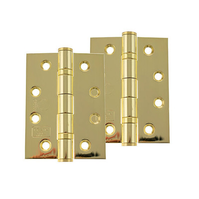 Atlantic 4 Inch Fire Rated Solid Steel Ball Bearing Hinges Grade 13, Electro Brass - AH1433EB (sold in pairs) ELECTRO BRASS