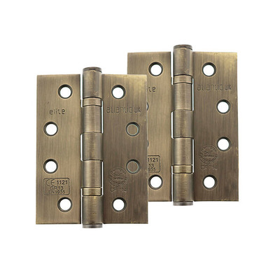 Atlantic 4 Inch Fire Rated Solid Steel Ball Bearing Hinges Grade 13, Matt Antique Brass - AH1433MAB (sold in pairs) MATT ANTIQUE BRASS