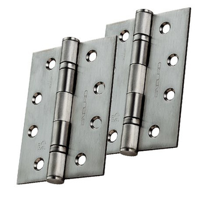 Eurospec Enduro 4 Inch (76mm Width) Fire Rated Grade 11 CE Ball Bearing Hinges, Polished Or Satin Stainless Steel Finish - HIN14322 (sold in pairs) 4 INCH - SATIN (MATT) FINISH