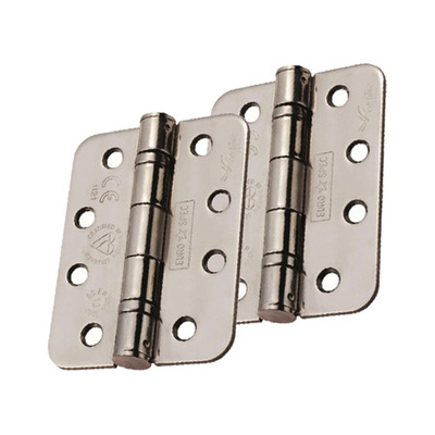 Eurospec Enduro 4 Inch Grade 13 Stainless Steel CE Ball Bearing Radius Hinges, (Various Finishes) - HIN1433/13/R (sold in pairs) 4 INCH - POLISHED FINISH (RADIUS EDGE)