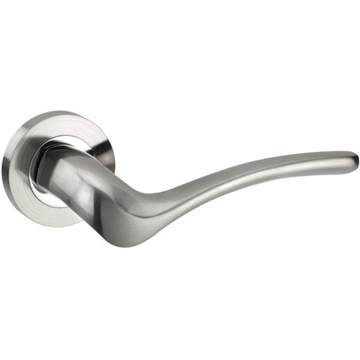 Access Hardware Wave Door Handles On Round Rose, Dual Finish Polished & Satin Chrome - D4710DZ (sold in pairs) DUAL FINISH: SATIN CHROME & POLISHED CHROME
