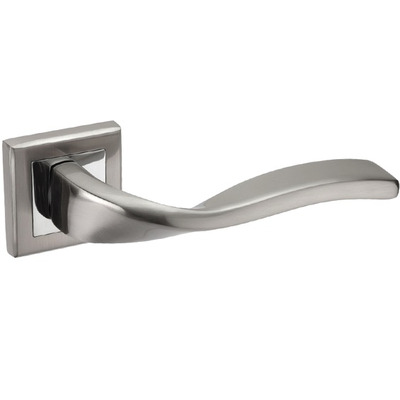Access Hardware Twist Door Handles On Square Rose, Dual Finish Polished & Satin Chrome - E6510DZ (sold in pairs) DUAL FINISH: SATIN CHROME & POLISHED CHROME