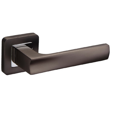 Access Hardware F Series Handles On Radius Corner Square Rose, Dual Finish Matt Black & Polished Chrome - F3410DBL (sold in pairs) DUAL FINISH: MATT BLACK & POLISHED CHROME
