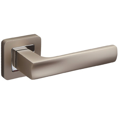 Access Hardware F Series Handles On Radius Corner Square Rose, Dual Finish Satin Chrome & Polished Chrome - F3410DSC (sold in pairs) DUAL FINISH: SATIN CHROME & POLISHED CHROME