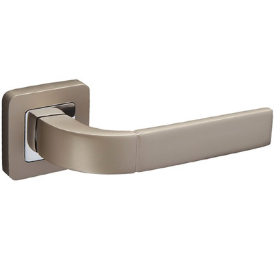 Access Hardware F Series Handles On Radius Corner Square Rose, Dual Finish Satin Chrome & Polished Chrome - F3510DSC (sold in pairs) DUAL FINISH: SATIN CHROME & POLISHED CHROME
