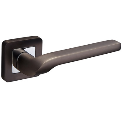 Access Hardware F Series Handles On Radius Corner Square Rose, Dual Finish Matt Black & Polished Chrome - F3610DBL (sold in pairs) DUAL FINISH: MATT BLACK & POLISHED CHROME