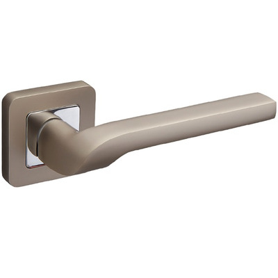 Access Hardware F Series Handles On Radius Corner Square Rose, Dual Finish Satin Chrome & Polished Chrome - F3610DSC (sold in pairs) DUAL FINISH: SATIN CHROME & POLISHED CHROME