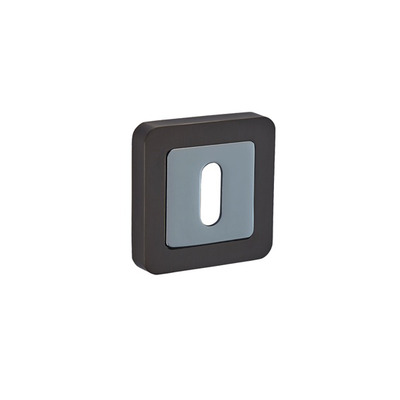 Access Hardware F Series Radius Corner Standard Profile Escutcheon (Key Hole Cover), Dual Finish Matt Black & Polished Chrome - F8310DBL DUAL FINISH: MATT BLACK & POLISHED CHROME STANDARD ESCUTCHEON