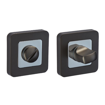 Access Hardware F Series Radius Corner Bathroom Turn & Release, Matt Black With Polished Chrome - F9010DBL MATT BLACK WITH POLISHED CHROME