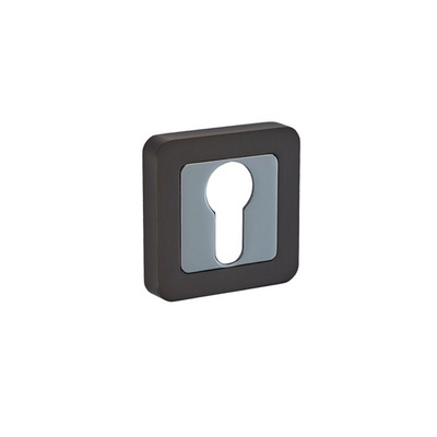 Access Hardware F Series Radius Corner Euro Profile Escutcheon, Dual Finish Matt Black & Polished Chrome - F8510DBL DUO CHROME/BLACK EURO PROFILE ESCUTCHEON