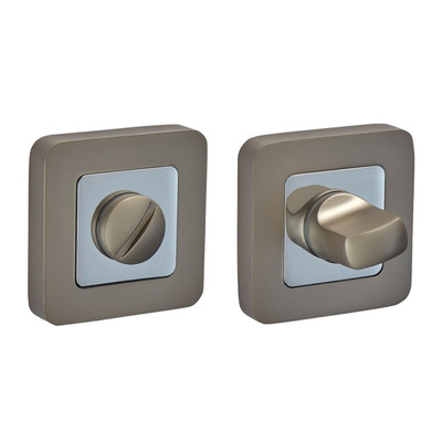 Access Hardware F Series Radius Corner Bathroom Turn & Release, Dual Finish Polished Chrome With Satin Chrome - F9010DSC DUAL FINISH: SATIN CHROME & POLISHED CHROME
