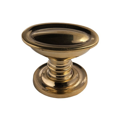 Cardea Ironmongery Cavendish Scalloped Oval Cupboard Knob, Unlacquered Brass - AB282UNL UNLACQUERED BRASS