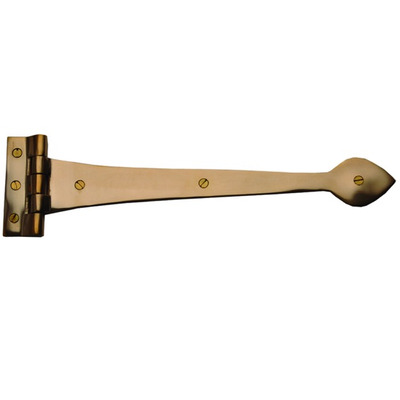 Cardea Ironmongery T Strap Hinge (375mm OR 475mm), Unlacquered Brass - AS140UNL (sold in pairs) UNLACQUERED BRASS - 375mm