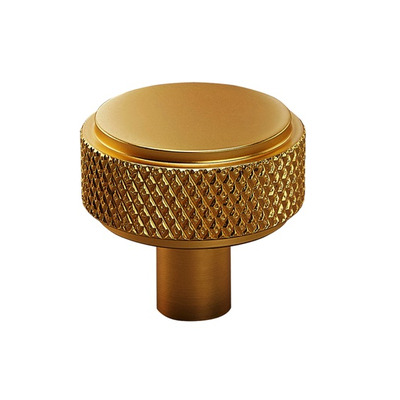 Access Hardware Knurled Cupboard Door Knob (30mm Diameter), Satin Brass - X88021SB SATIN BRASS