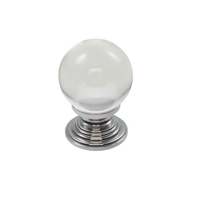Carlisle Brass Fingertip Crystal Clear Ball Cupboard Knob (30mm OR 34mm), Polished Chrome - FTD690CTC POLISHED CHROME - 30mm