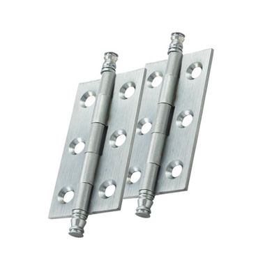 Carlisle Brass Fingertip Cabinet Hinges With Finial (64mm x 35mm), Satin Chrome - FTD805DSC (sold in pairs) SATIN CHROME - 64mm x 35mm