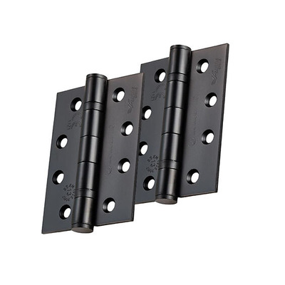 Eurospec 4 Inch Grade 13 Plain Ball Bearing Hinges, Matt Black - HIN1433P/13MB (sold in pairs) 4 INCH - MATT BLACK (RADIUS)