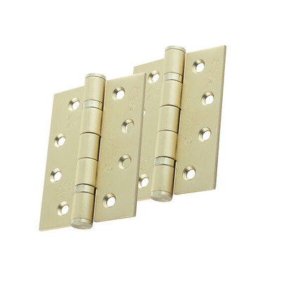 Eurospec 4 Inch Grade 13 Plain Ball Bearing Hinges, Satin Brass - HIN1433P/13SB (sold in pairs) 4 INCH - SATIN BRASS