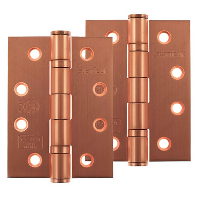 Atlantic 4 Inch Fire Rated Solid Steel Ball Bearing Hinges Grade 13, Urban Satin Copper - AH1433USC (sold in pairs) URBAN SATIN COPPER