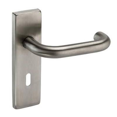 Access Hardware J Series Grade 304 RTD Door Handles On Backplate, Satin Stainless Steel - J121532 (sold in pairs) EURO PROFILE LOCK (WITH CYLINDER HOLE)