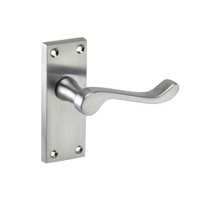 Access Hardware M Series Victorian Scroll Door Handles, Satin Chrome - M01013SC (sold in pairs) LOCK (WITH KEYHOLE) - (153mm x 40mm)