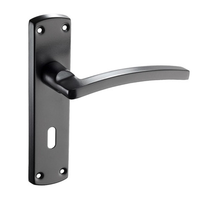 Access Hardware N Series Curved Door Handles On Backplate, Matt Black Aluminium - N2613B (sold in pairs) LATCH