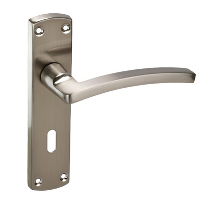 Access Hardware N Series Curved Door Handles On Backplate, Satin Aluminium - N2613SA (sold in pairs) BATHROOM