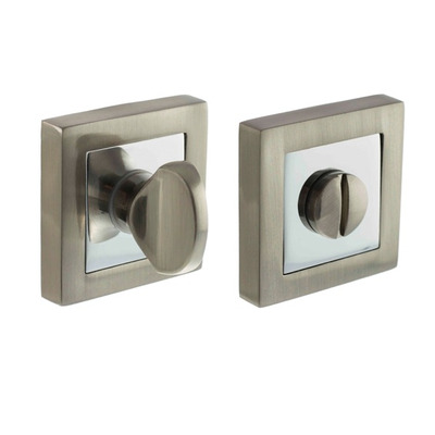 Atlantic Status Square Bathroom Turn & Release, Dual Finish Satin Nickel And Polished Chrome - S4WCSSNPC S4WCSNPC