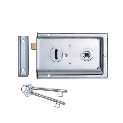 Frelan Hardware Reversible Rim Lock, Polished Chrome - JL186PC POLISHED CHROME