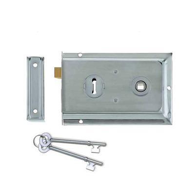Frelan Hardware Reversible Rim Lock, Satin Chrome - JL188SC SATIN CHROME