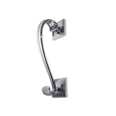 Frelan Hardware Sloan Scroll Door Knocker On Square Rose, Polished Chrome - JV3PC POLISHED CHROME