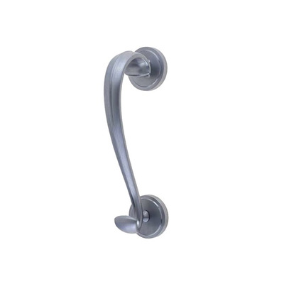 Frelan Hardware Sloan Scroll Door Knocker On Round Rose, Satin Chrome - JV4SC SATIN CHROME