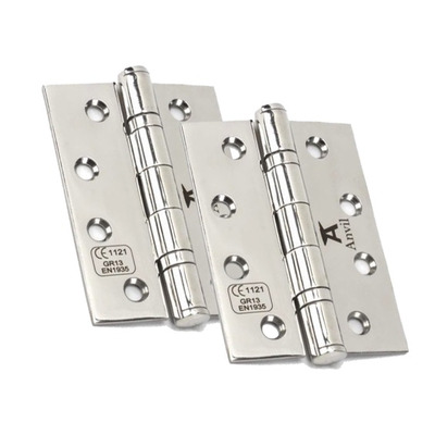 From The Anvil 4 Inch Ball Bearing Butt Hinges, Polished Stainless Steel - 49574 (sold in pairs)  POLISHED STAINLESS STEEL