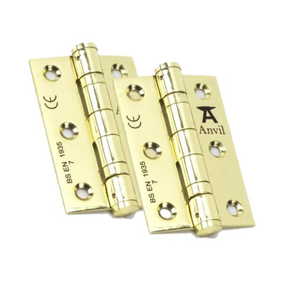 From The Anvil 3 Inch Ball Bearing Butt Hinges, Polished Brass - 49572 (sold in pairs)  POLISHED BRASS
