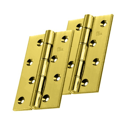Carlisle Brass 4 Inch Double Phosphor Bronze Washered Hinges, Polished Brass - HDPBW61 (sold in pairs) 4 INCH - POLISHED BRASS **SCREWS SOLD SEPARATELY**